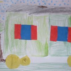 Bild von unserem Bauwagen von einem Kind gemalt